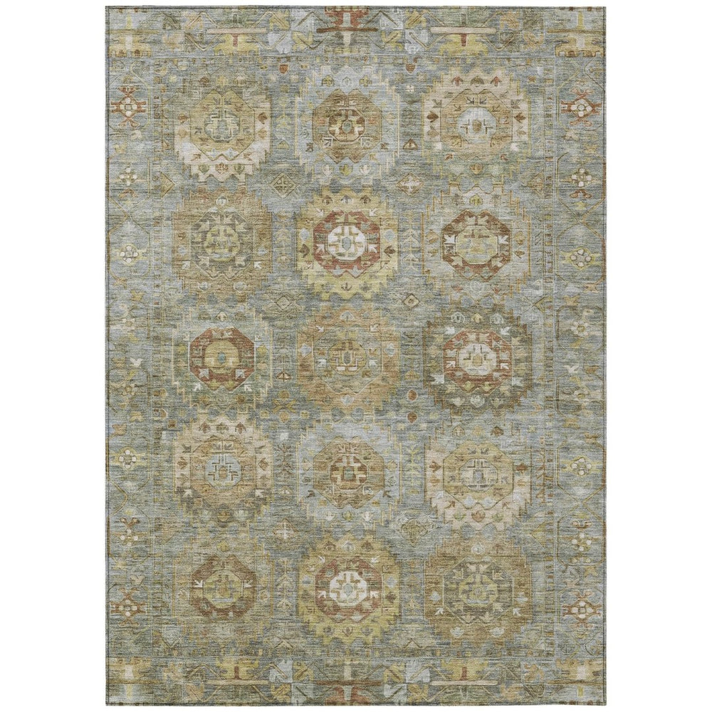 HomeRoots 5' X 8' Sage Brown and Taupe Medallion Area Rug - Stylish, Washable, Indoor/Outdoor for High Traffic Areas 629462
