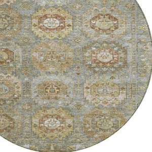 HomeRoots 8' Sage Brown Medallion Indoor Outdoor Area Rug - Stylish, Washable, Durable, Versatile Design for Any Space 629463