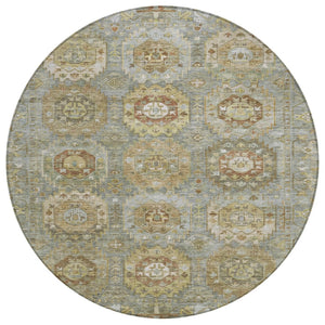 HomeRoots 8' Sage Brown Medallion Indoor Outdoor Area Rug - Stylish, Washable, Durable, Versatile Design for Any Space 629463