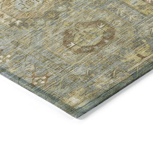 HomeRoots 8' Sage Brown Medallion Indoor Outdoor Area Rug - Stylish, Washable, Durable, Versatile Design for Any Space 629463