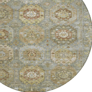 HomeRoots 8' Sage Brown Medallion Indoor Outdoor Area Rug - Stylish, Washable, Durable, Versatile Design for Any Space 629463