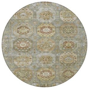 HomeRoots 8' Sage Brown Medallion Indoor Outdoor Area Rug - Stylish, Washable, Durable, Versatile Design for Any Space 629463
