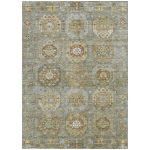 HomeRoots 8' X 10' Sage Brown Medallion Area Rug - Durable, Washable Design for Indoor & Outdoor Spaces! 629464