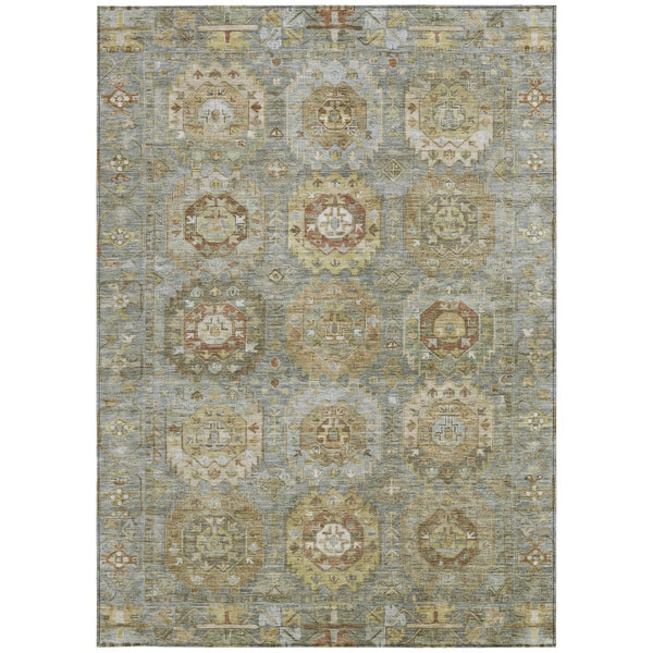 HomeRoots 8' X 10' Sage Brown Medallion Area Rug - Durable, Washable Design for Indoor & Outdoor Spaces! 629464