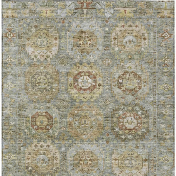 HomeRoots 8' X 10' Sage Brown Medallion Area Rug - Durable, Washable Design for Indoor & Outdoor Spaces! 629464