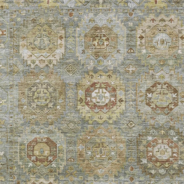 HomeRoots 9' Sage Brown & Taupe Medallion Indoor/Outdoor Area Rug - Durable, Washable, Stylish for High Traffic Spaces 629465