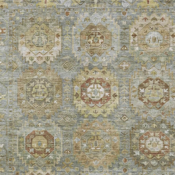 HomeRoots 10' Sage Brown and Taupe Medallion Washable Area Rug - Durable for Indoor & Outdoor Living Spaces 629466