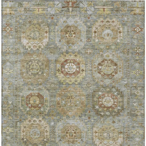 HomeRoots 10' Sage Brown and Taupe Medallion Washable Area Rug - Durable for Indoor & Outdoor Living Spaces 629466