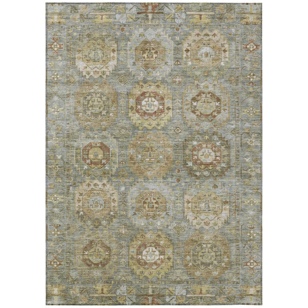 HomeRoots 10' Sage Brown and Taupe Medallion Washable Area Rug - Durable for Indoor & Outdoor Living Spaces 629466