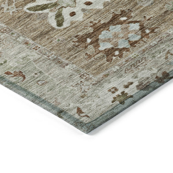 HomeRoots 8' Round Tribal Washable Area Rug in Brown and Gray - Stylish, Durable Design for Indoor & Outdoor Use 629475