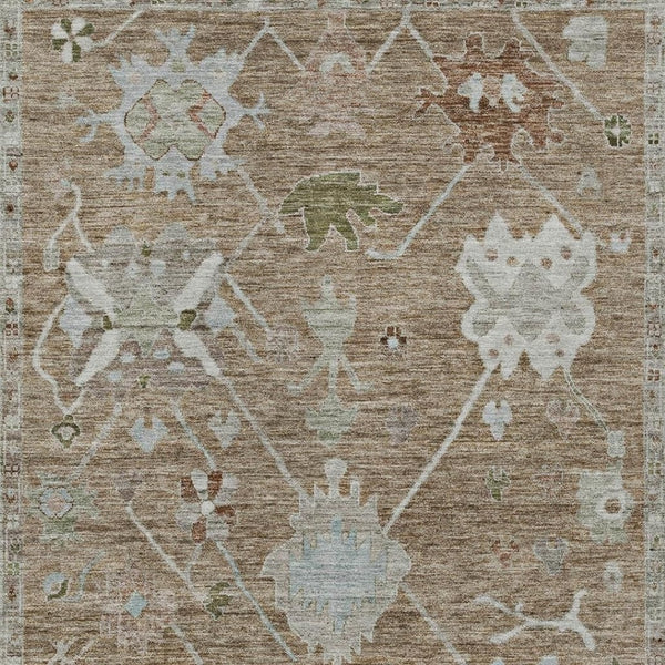 HomeRoots 8' X 10' Tribal Washable Area Rug - Durable Brown & Gray Design for Indoor/Outdoor Spaces, Easy Care 629476