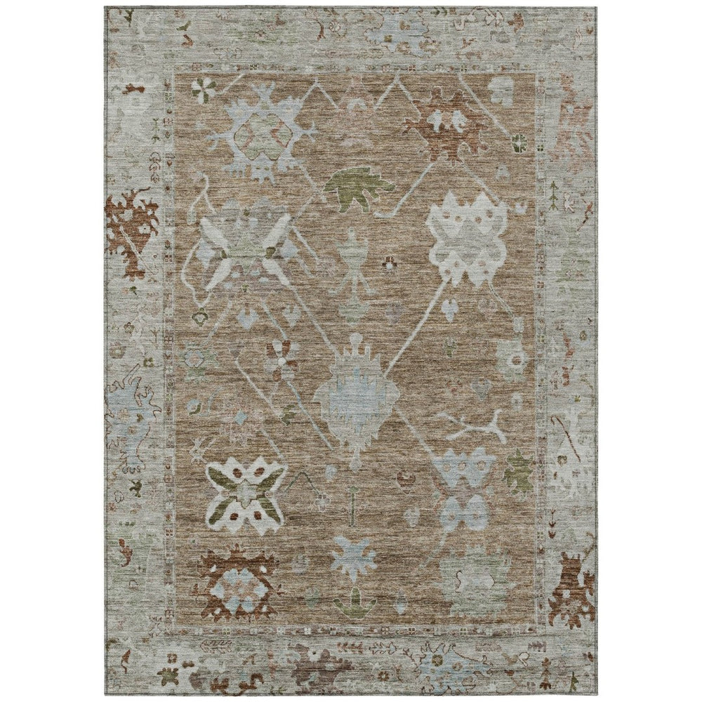 HomeRoots 9' X 12' Brown and Gray Tribal Rug - Stylish, Durable, Washable for Indoor & Outdoor Use Anywhere! 629477
