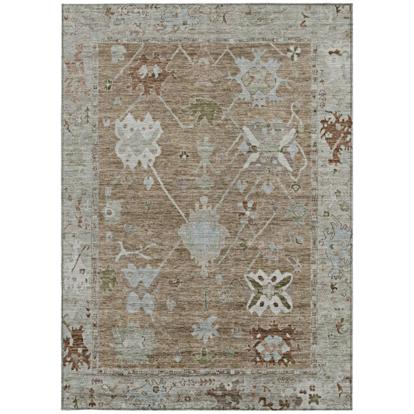 HomeRoots 10' Tribal Washable Area Rug - Stylish Brown & Gray Design for Indoor/Outdoor High-Traffic Areas 629478