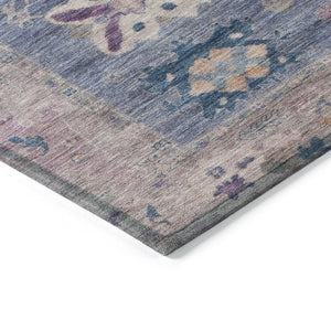 HomeRoots 8' Vibrant Blue and Purple Round Tribal Area Rug - Washable, Indoor/Outdoor, Durable & Stylish! 629481