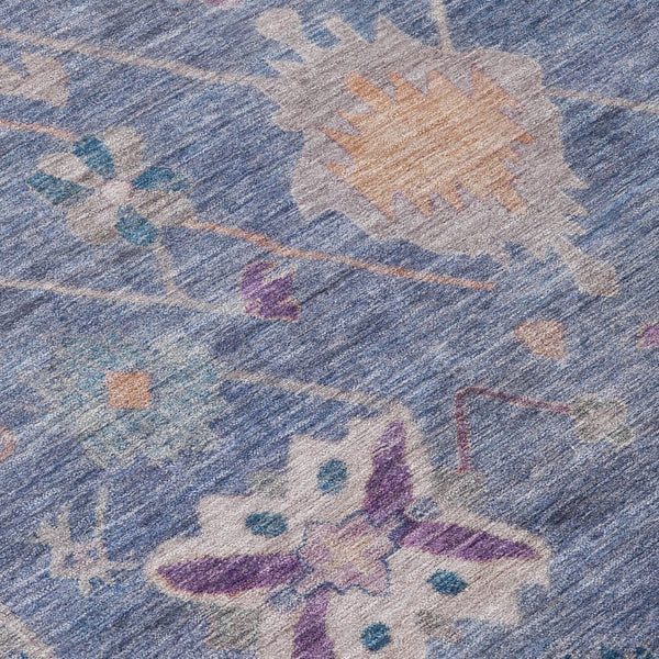 HomeRoots 8' Vibrant Blue and Purple Round Tribal Area Rug - Washable, Indoor/Outdoor, Durable & Stylish! 629481