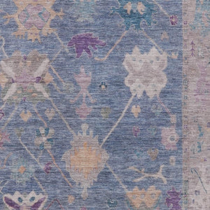 HomeRoots 9' X 12' Vibrant Blue and Purple Tribal Washable Area Rug for Indoor/Outdoor High-Traffic Spaces 629483