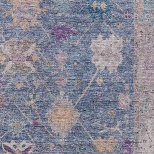HomeRoots 9' X 12' Vibrant Blue and Purple Tribal Washable Area Rug for Indoor/Outdoor High-Traffic Spaces 629483