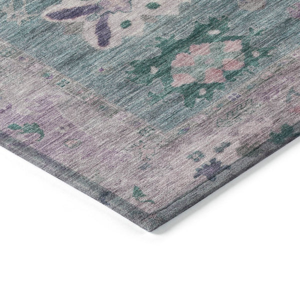 HomeRoots 8' Green and Purple Round Tribal Area Rug - Washable, Durable, Perfect for Indoor & Outdoor Spaces! 629487