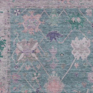 HomeRoots 8' X 10' Vibrant Green and Purple Tribal Washable Area Rug for Indoor/Outdoor Spaces, Easy Care! 629488