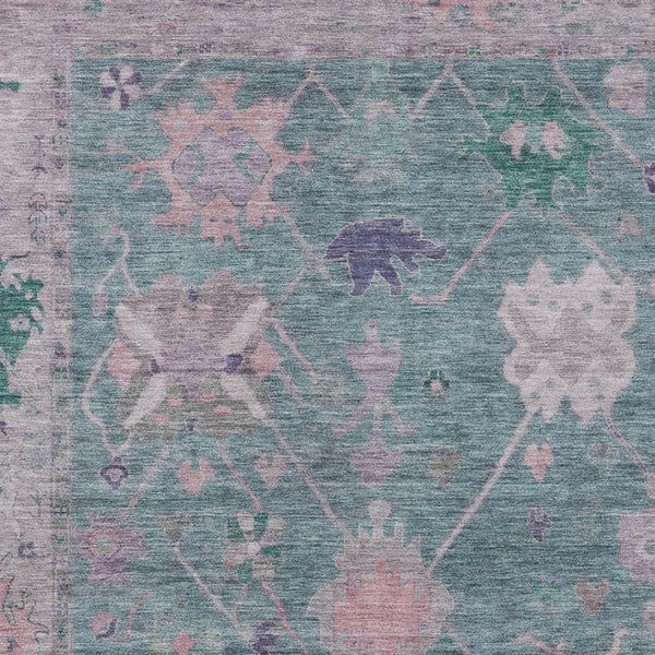 HomeRoots 8' X 10' Vibrant Green and Purple Tribal Washable Area Rug for Indoor/Outdoor Spaces, Easy Care! 629488
