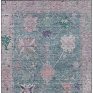HomeRoots 9' X 12' Vibrant Green and Purple Tribal Area Rug - Stylish, Washable, Durable for Indoor & Outdoor Use 629489