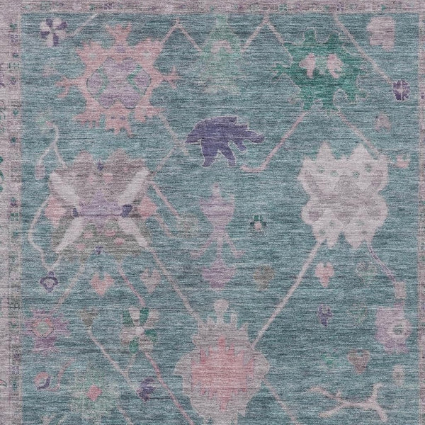 HomeRoots 9' X 12' Vibrant Green and Purple Tribal Area Rug - Stylish, Washable, Durable for Indoor & Outdoor Use 629489