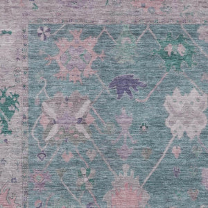 HomeRoots 10' Vibrant Green and Purple Tribal Washable Area Rug – Durable, Stain-Resistant Indoor/Outdoor Style 629490