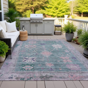 HomeRoots 10' Vibrant Green and Purple Tribal Washable Area Rug – Durable, Stain-Resistant Indoor/Outdoor Style 629490
