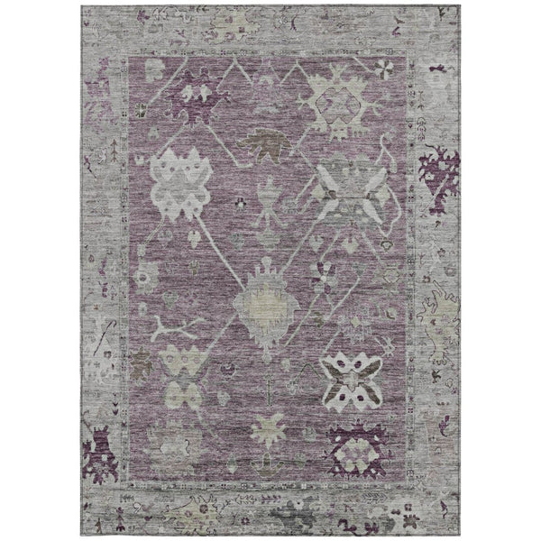 HomeRoots 5' X 8' Merlot and Gray Tribal Area Rug - Stylish, Washable, Durable for Indoor & Outdoor Use! 629492