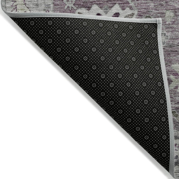 HomeRoots 8' Merlot and Gray Round Tribal Area Rug – Washable, Stylish, Durable for Indoors and Outdoors 629493
