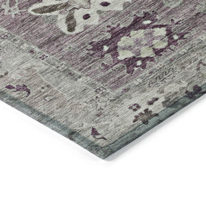 HomeRoots 8' Merlot and Gray Round Tribal Area Rug – Washable, Stylish, Durable for Indoors and Outdoors 629493