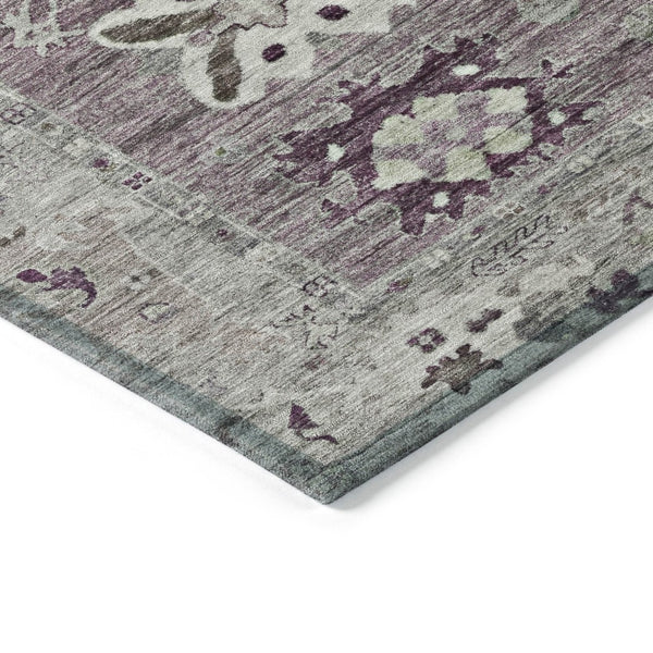 HomeRoots 8' Merlot and Gray Round Tribal Area Rug – Washable, Stylish, Durable for Indoors and Outdoors 629493