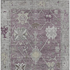 HomeRoots 8' X 10' Merlot and Gray Tribal Washable Rug - Stylish, Durable Design for Indoor & Outdoor Spaces 629494