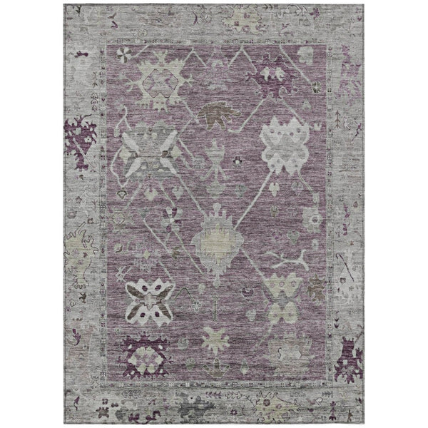 HomeRoots 8' X 10' Merlot and Gray Tribal Washable Rug - Stylish, Durable Design for Indoor & Outdoor Spaces 629494
