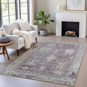 HomeRoots 8' X 10' Merlot and Gray Tribal Washable Rug - Stylish, Durable Design for Indoor & Outdoor Spaces 629494