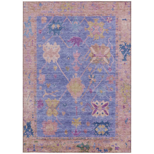 HomeRoots 5' X 8' Washable Purple and Blue Tribal Area Rug – Stain-Resistant, Versatile for Indoor & Outdoor Use! 629498