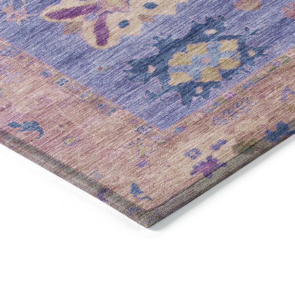 HomeRoots 5' X 8' Washable Purple and Blue Tribal Area Rug – Stain-Resistant, Versatile for Indoor & Outdoor Use! 629498