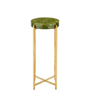 Currey & Company Rina Teal Drinks Table – Elegant Artisan Crafted Design With Stunning Organic Pattern And Metal Frame Natural Composite ,Stainless Steel 4000-0228-currey-company