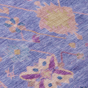 HomeRoots 8' Vibrant Purple and Blue Round Tribal Rug - Durable, Washable, Ideal for Indoor and Outdoor Spaces 629499
