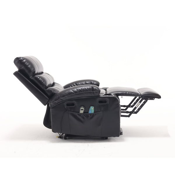 English Elm 21"seat Large Electric Power Lift Recliner Chair with 8-Point Vibration Massage, Lumbar Heat, Remote Control Black 29.52 L x 26.77 W x 20.47 H W2297P264017