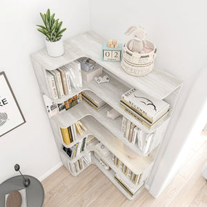 English Elm 90cm L-shaped Corner Bookcase Five Tier Open Shelving Unit for Home Office W2899P444149