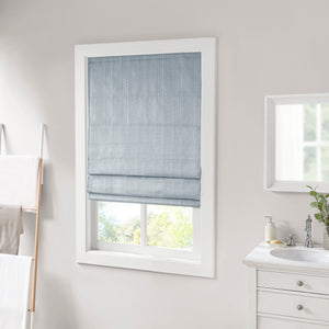 JLA Home Madison Park - Basketweave Room Darkening Cordless Roman Shade with Thermal Foam Backing for Privacy & Energy Savings Blue MP40-7317