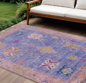 HomeRoots 8' X 10' Vibrant Purple and Blue Tribal Washable Area Rug - Stylish, Durable for Indoor/Outdoor Use! 629500