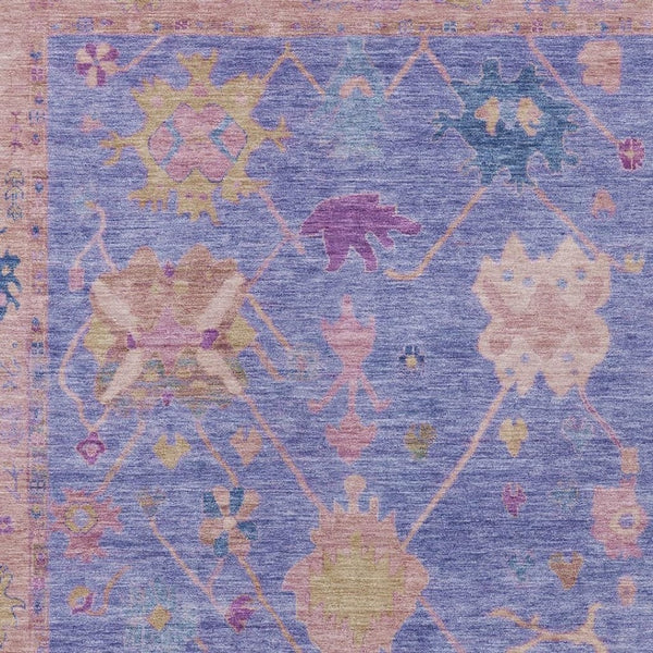HomeRoots 8' X 10' Vibrant Purple and Blue Tribal Washable Area Rug - Stylish, Durable for Indoor/Outdoor Use! 629500