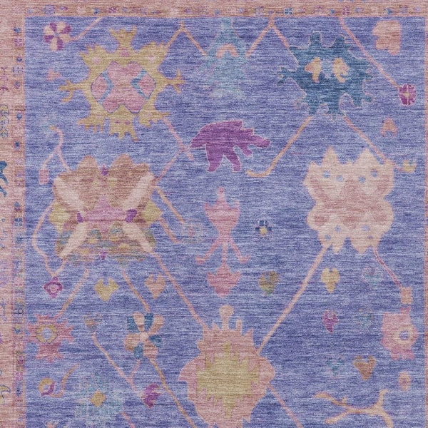 HomeRoots 8' X 10' Vibrant Purple and Blue Tribal Washable Area Rug - Stylish, Durable for Indoor/Outdoor Use! 629500