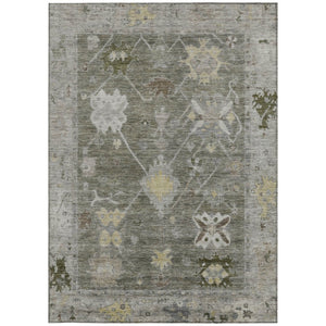 HomeRoots 5' X 8' Stylish Pewter and Gold Tribal Area Rug – Washable, Durable, Perfect for Indoor & Outdoor Use 629504