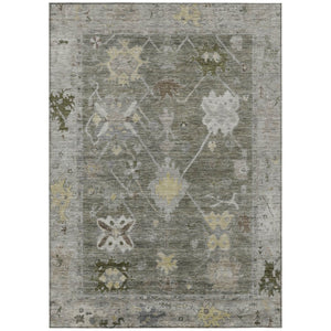 HomeRoots 5' X 8' Stylish Pewter and Gold Tribal Area Rug – Washable, Durable, Perfect for Indoor & Outdoor Use 629504