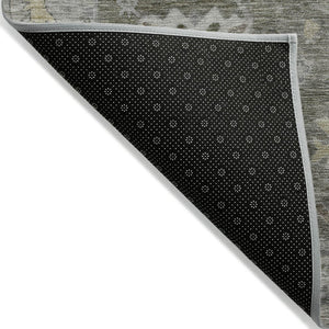 HomeRoots 5' X 8' Stylish Pewter and Gold Tribal Area Rug – Washable, Durable, Perfect for Indoor & Outdoor Use 629504