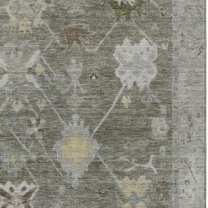 HomeRoots 5' X 8' Stylish Pewter and Gold Tribal Area Rug – Washable, Durable, Perfect for Indoor & Outdoor Use 629504