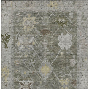 HomeRoots 9' X 12' Durable Pewter & Gold Tribal Area Rug - Stylish, Washable for Indoor/Outdoor Use, Easy Care 629507